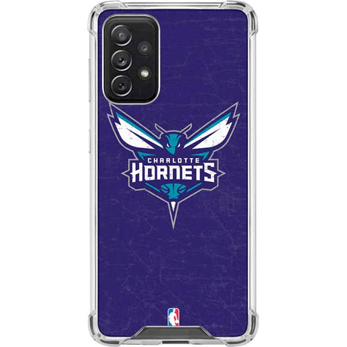 NBA Charlotte Hornets Distressed-Purple Galaxy A72 5G Clear Case